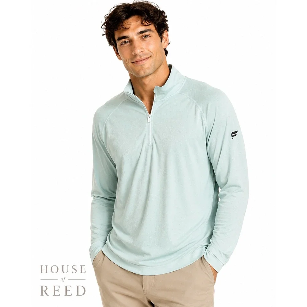 Fabletics Mens Quarter Zip Pullover Mint Green XXL Long Sleeve Athletic Top